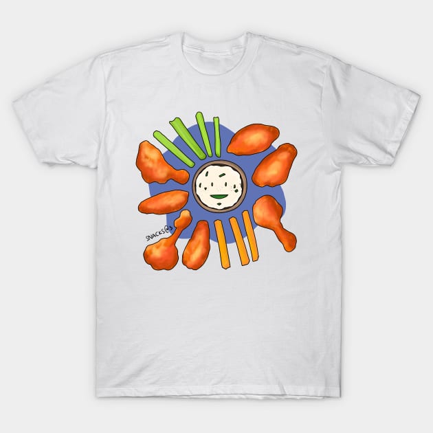 Buffalo Wings with dipping sauce T-Shirt by Snacks At 3